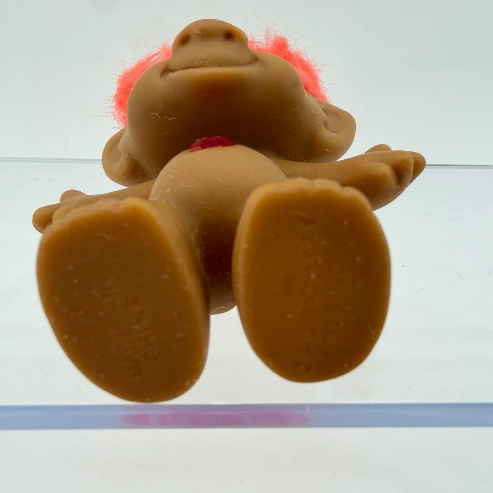 Russ Troll Doll Kids Orange Neon‎ Hair Red Jewel Belly Vintage 90s Toy